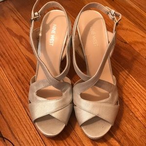 Nine West Silver Peep Toe Heels